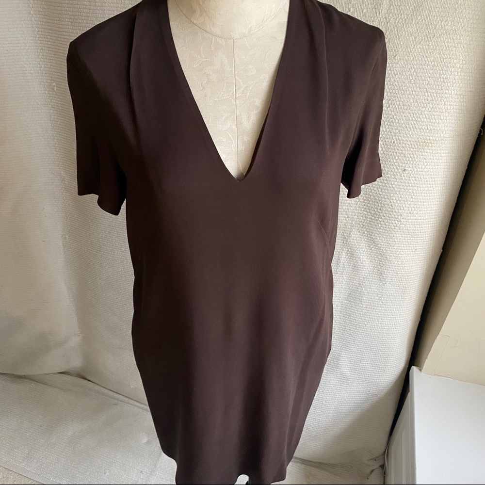 Les Copains S/M Minimalist Short Shift Dress Brown - Picture 6 of 8
